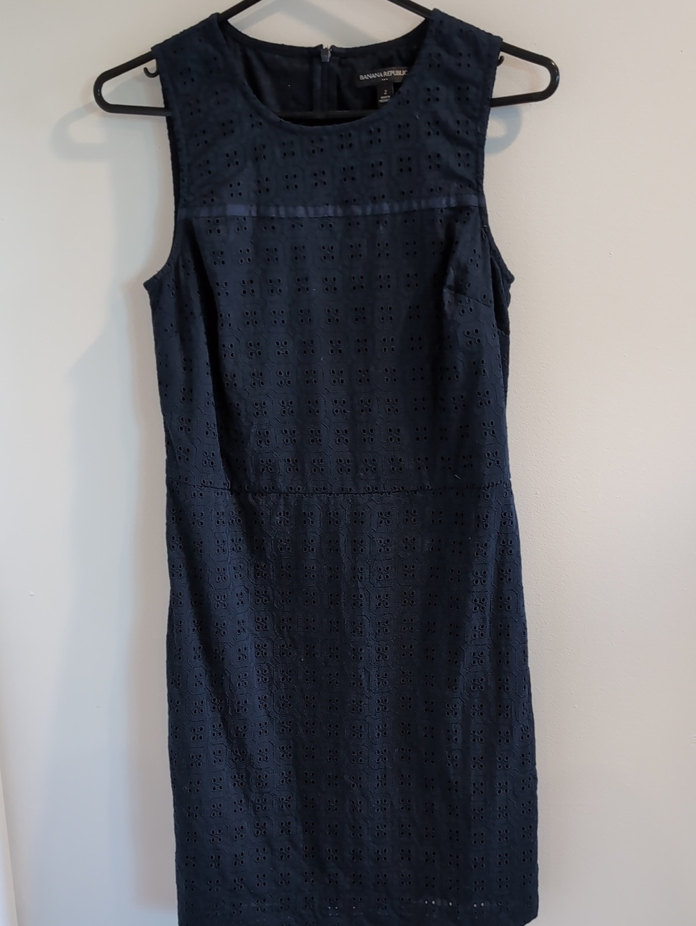 Banana Republic Dark Navy Eyelet Sheath Dress